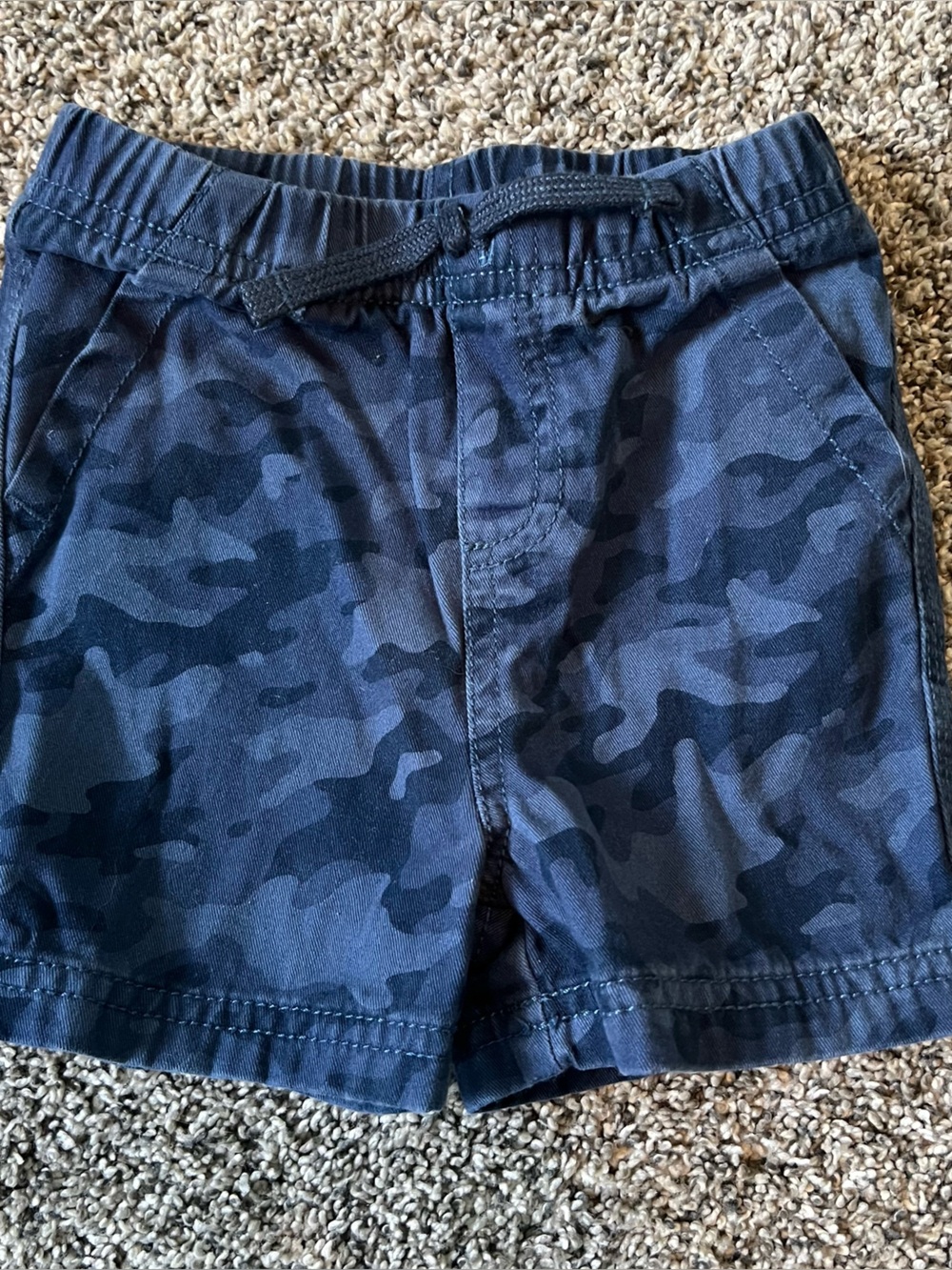 Navy Blue Camo Cotton Shorts